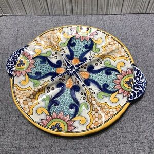 Beautiful Mexican Talavera Pottery Divided Dish